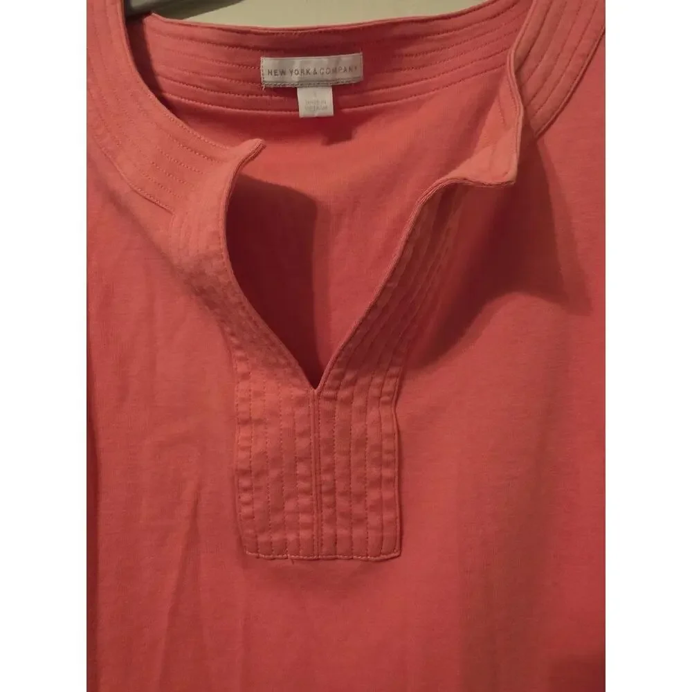 New York & Company Coral Cotton Sleeveless Shift Dress Small